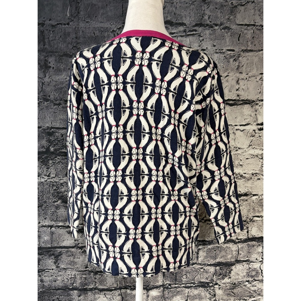 Le Tigre Cardigan Sweater Womens L Multicolor Fun Dog Print Knit Button Front - Picture 3 of 13